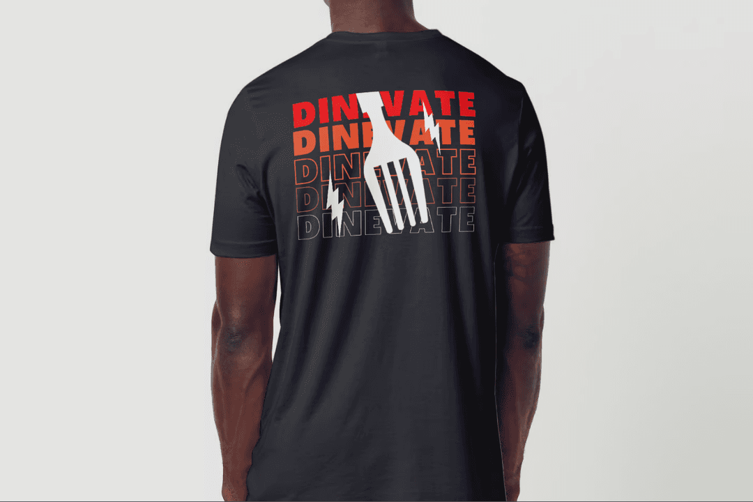 Dinevate team wears Dinevate T-shirts